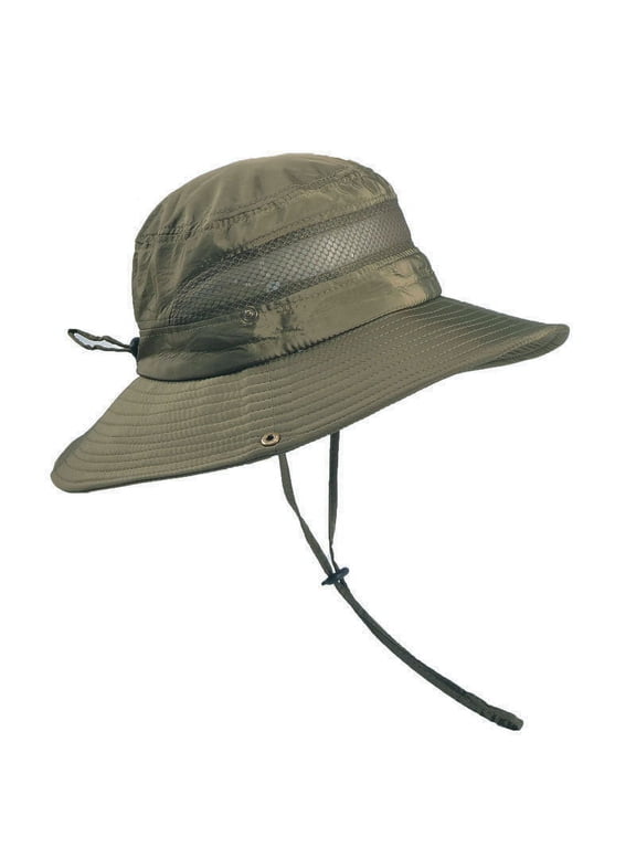 Sun Hat Cooling Hat Mission Cooling Bucket Hat, Breathable Polyester with Mesh, Outdoor Wide Brim Waterproof Breathable UV Hat for Fishing Beach Golf (Green, 1)