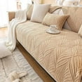 thumbnail image 1 of XmhyTop-A Super Soft Velvet Quilted Sofa Couch Covers Non-Slip Sectional Couch Cover Leaf Pattern Plush Sofa Slipcover Furniture Protector for Pets Kids Children Dog Cat (Camel,36"x70"), 1 of 5
