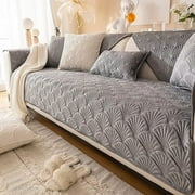 Nvzi Super Soft Velvet Quilted Sofa Couch Covers Non-Slip Sectional Couch Cover(Grey B,36"x70")