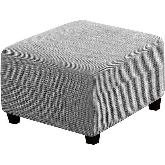 Nvzi Super Stretch Soft Ottoman Cover with Elastic Band Footrest Sofa Slipcover Folding Storage Stool Furniture Protector for Square and Rectangle Ottoman ( Light Grey, Large)