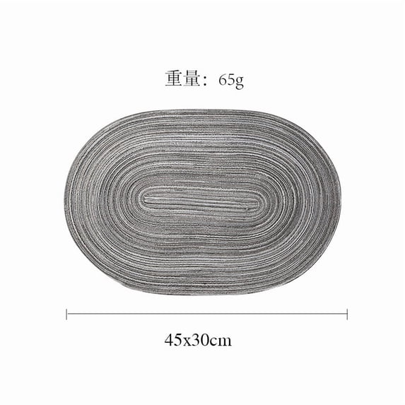 Nvzi Table Placemats Set, 2 Pieces Ellipse Table Mats - 18×12in Washable Placemats, Heat Resistant Placemats, Durable Table Placemats for Home Dining Table Kitchen, Grey