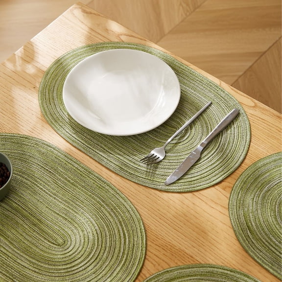 Nvzi Table Placemats Set, 2 Pieces Ellipse Table Mats - 18×12in Washable Placemats, Heat Resistant Placemats, Durable Table Placemats for Home Dining Table Kitchen, Green