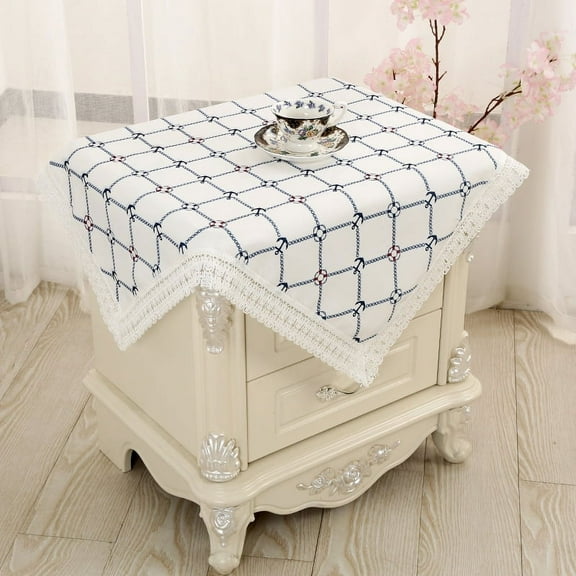 Xiao Hua  Tablecloth, Bedside Tablecloth, Bedside Tablecover,Bedside Table Dustcover,Bedside Tabletop Home Decoration,Table Covering Doilies for Furniture (Ocean White)