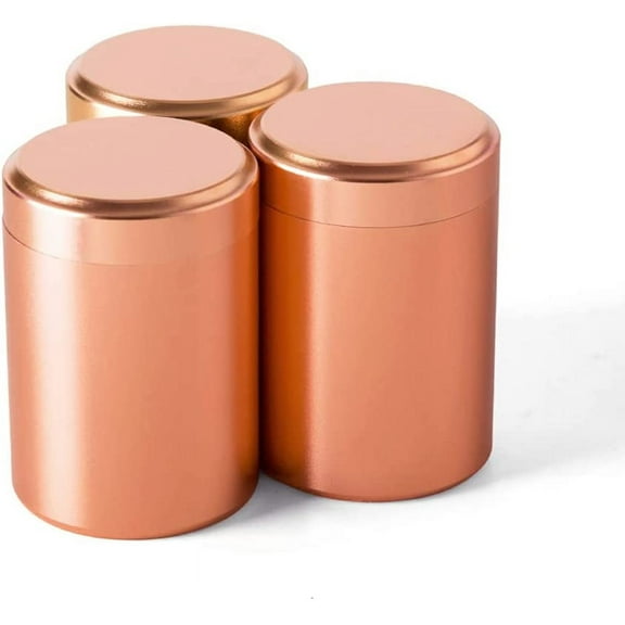 Nvzi Tea Tins, Airtight Smell Proof Durable Multi-Use Portable Metal Herb Jar Container. Waterproof Aluminum Screw-top Lid Lock Odor (rose gold, 3PC/2OZ)