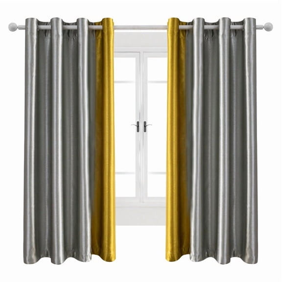 Nvzi Thick Long Window Curtains - 132*160cm 2 slice, Block Out Curtains for Bedroom Windows, Polyester Fabric, Light Blocking Drapes for Home Decor.Light gray+yellow.