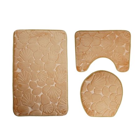 Nvzi Three-piece setLuxury Bathroom Rug Mat, Extra Soft and Absorbent Microfiber Bath Rugs, Non-Slip Plush Shaggy Bath Carpet, Machine Wash Dry, Bath Mats for Bathroom Floor,Gold
