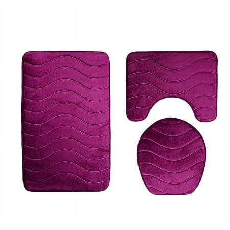 Nvzi Three-piece setLuxury Bathroom Rug Mat, Extra Soft and Absorbent Microfiber Bath Rugs, Non-Slip Plush Shaggy Bath Carpet, Machine Wash Dry, Bath Mats for Bathroom Floor,Purple
