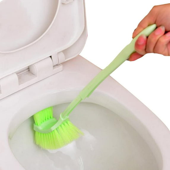 Nvzi Toilet Brush Plastic Cueved Long Handle Bathroom Toilet Bowl Scrub Double Sided Cleaning Brush Portable By MERRY BIRD