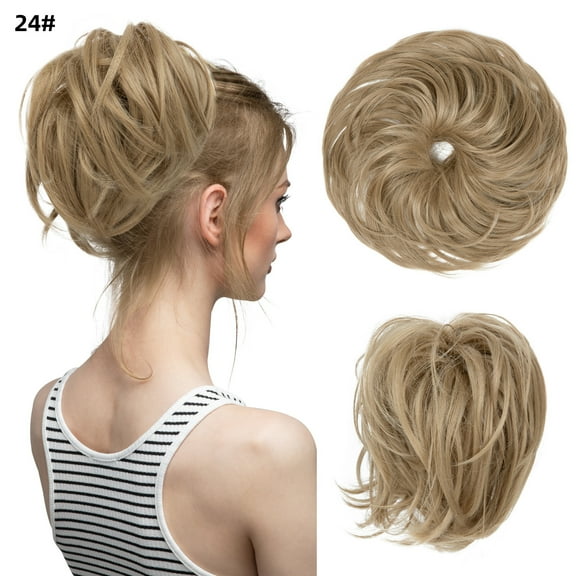 Nvzi Tousled Updo Messy Hair Bun,Clip in Hair Chignon with Side Comb Natural Adjustable Versatile Synthetic Hair Scrunchies for Women GirlsAshe Blonde