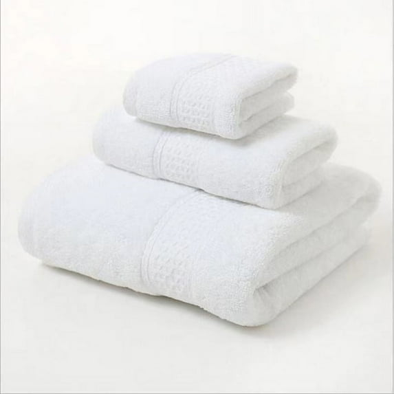 Nvzi Towel 100% Cotton 3 Pack Towel Set, Quick Dry, Super Absorbent, Light Weight, Soft, Multi Colors, White