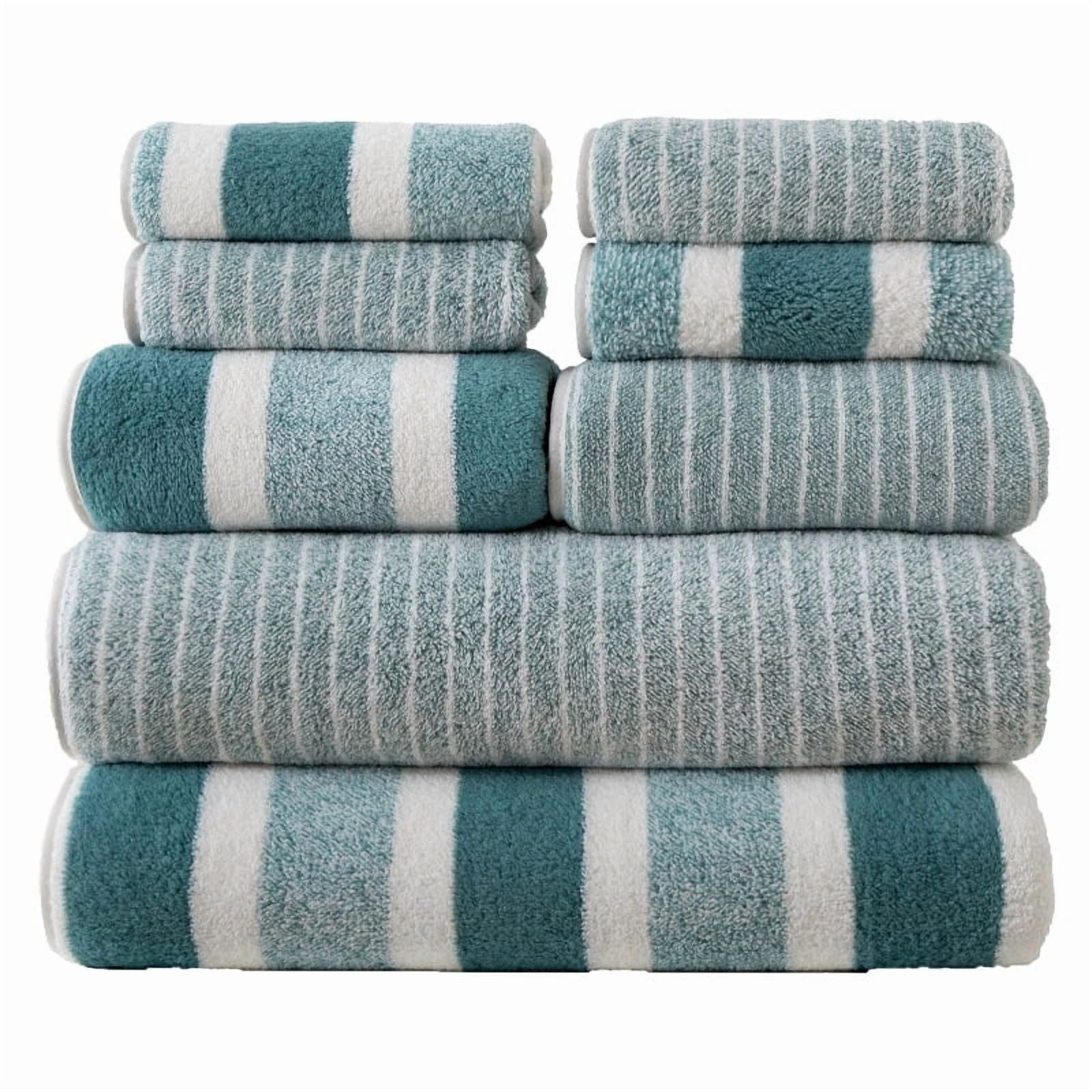 Nvzi Towel Set, 6-Pcs green (2 Hand Towels +2 Washcloths+2 Bath Towels) Soft Towels for Bathroom, Coral Fleece - 30*30cm/35*75cm/70*140cm, Absorbent & Cozy .