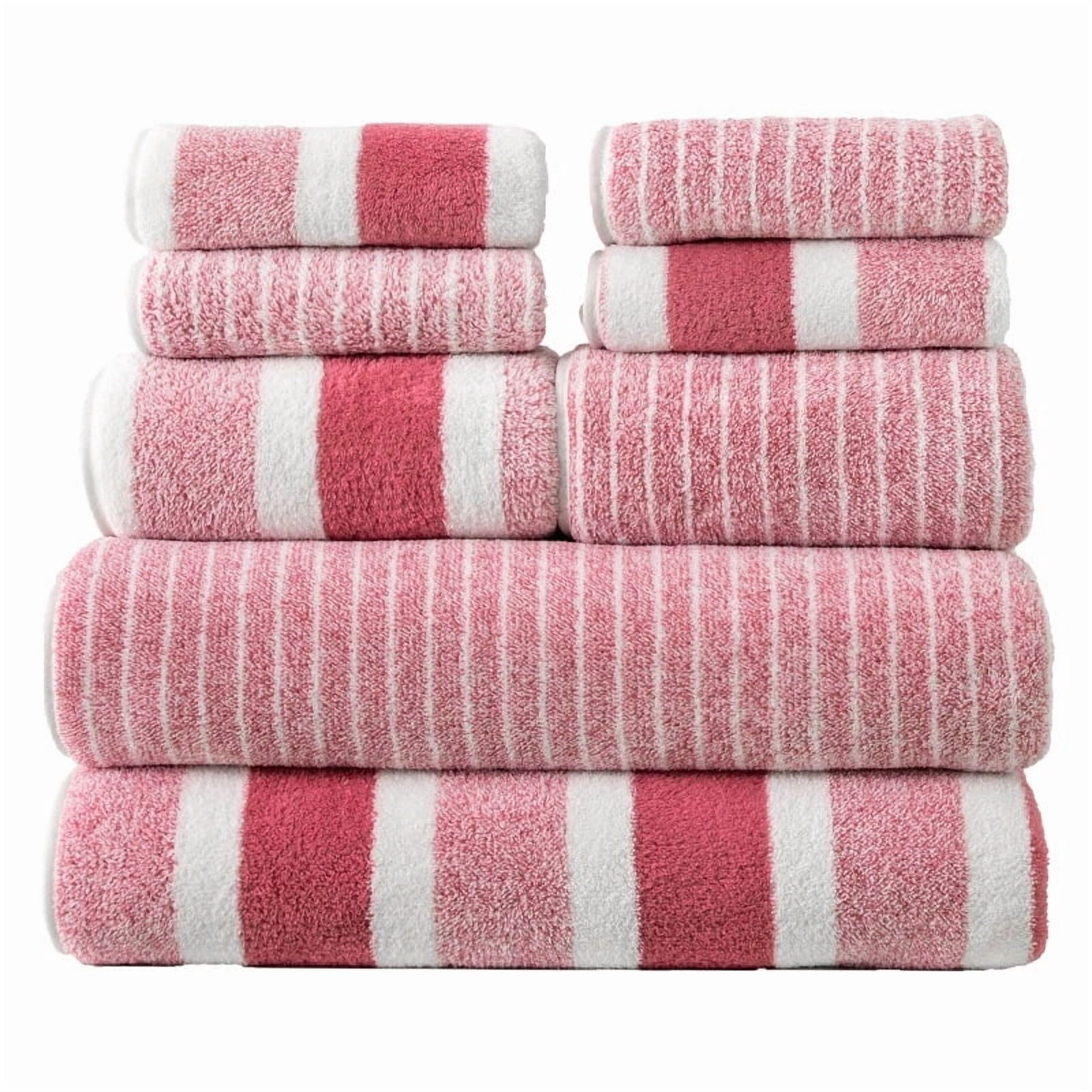 Nvzi Towel Set, 6-Pcs pink (2 Hand Towels +2 Washcloths+2 Bath Towels) Soft Towels for Bathroom, Coral Fleece - 30*30cm/35*75cm/70*140cm, Absorbent & Cozy .