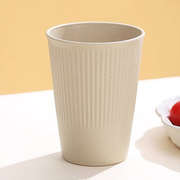 Nvzi Unbreakable Wheat Straw Cups, Set of 4 Reusable Plastic Cups, Water Drinking Glasses for Kitchen, Camping, Party,Beige