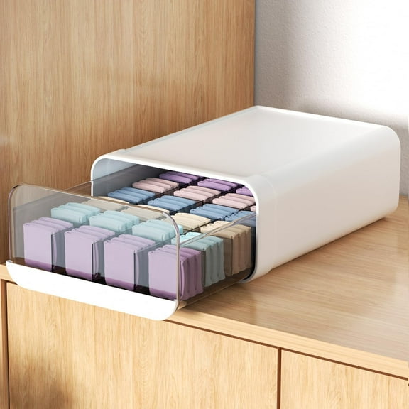 Nvzi Underwear Organizer Drawer, 24 Cells Plastic Sock Underwear Storage Drawer, Stackable Closet Organizers and Storage Box for Bras, Socks, Scarves, Ties, Belt 10.2*15.7*5.5inchWhite