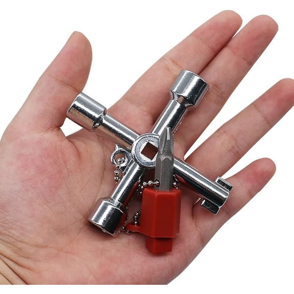 Nvzi Universal Cross Control Cabinet Key Triangle Square Wrench for Train Electrical Cupboard Box Elevator Cabinet Alloy