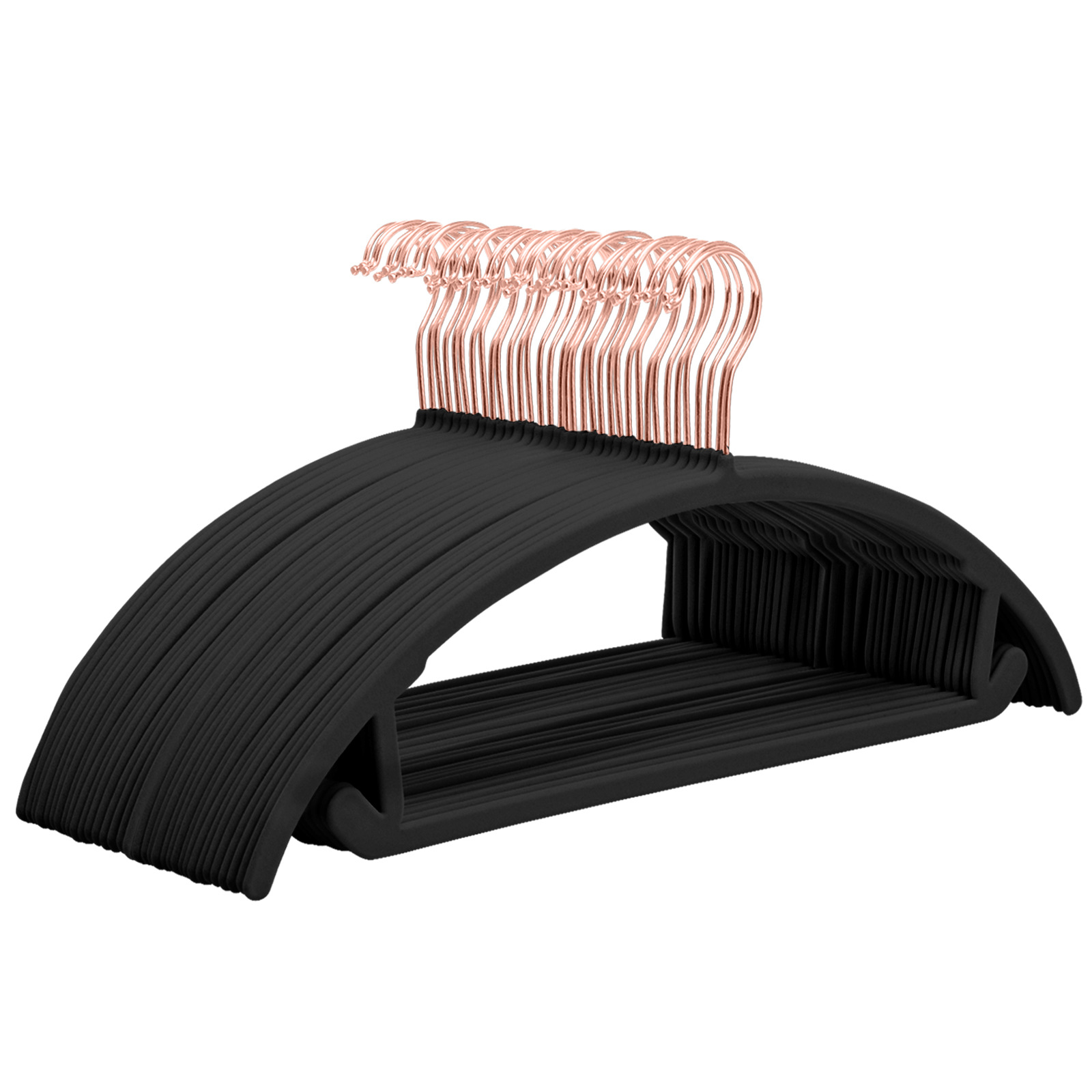 Nvzi Velvet Clothes Hangers, 10 Pack No Shoulder Bumps Suit Hangers with Swivel Hook, Black