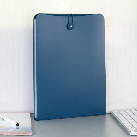 Nvzi Vertical Expanding Accordion Folder with 7 Pockets Paperwork Organizer Document Wallet Briefcase Business File Organizer Bag A4 Letter Size Elastic Button Closure Blue