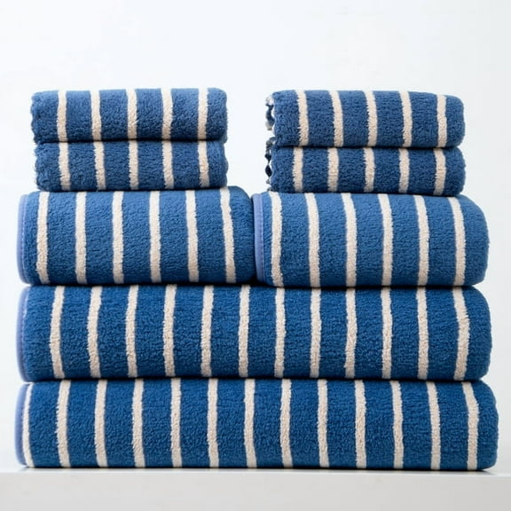 Nvzi Wash Cloth Set, Blue Bath Towels Set of 8- Hand Towel:34*34CM, Towel:34*74CM Bath Towel:70*140CM Coral Fleece Towels & Washcloths, Premium Fluffy Towels for Bathroom