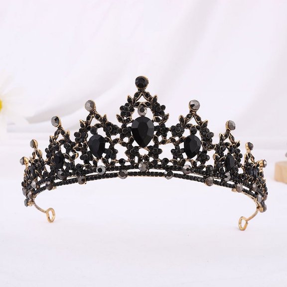 Nvzi-c Wedding Tiara for Bride Princess Tiara Headband Bridal Crown,Crystal Rhinestone Hair Jewelry Decor for Queen Bride Birthday Prom Wedding Pageant Halloween Costume Party(Black)