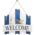 thumbnail image 1 of Nvzi Welcome Sign Porch Decor，Wooden Decor，Nautical wooden decoration，Wall Decor Door Hanging Ornament，Beach Theme Home Decoration，Outdoor vertical sign hanging on the front door, 1 of 5