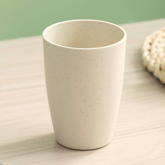 Nvzi Wheat Straw Drinking Mouthwash Plastic Cups - Beige, 300-400ML, 5 pieces , Reusable Plastic Cups, Wheat Straw Cups for Drinking, BPA-Free Plastic Cups, Practical Drinking Cups​