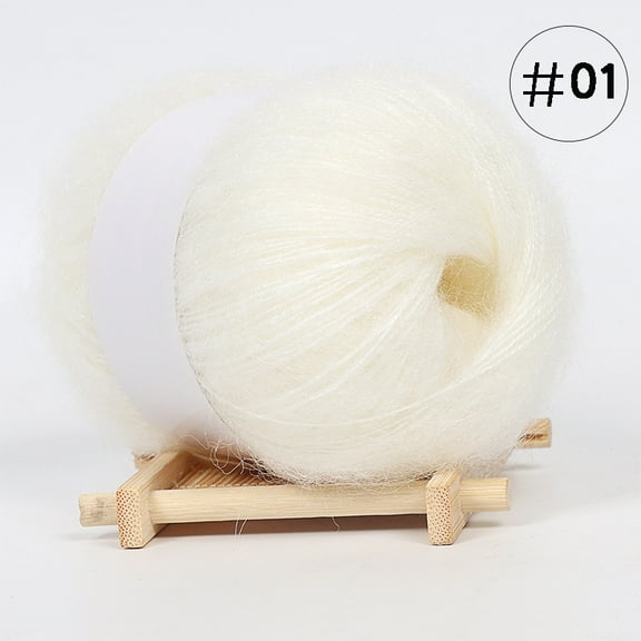 Nvzi - White Scarf Yarn, 1 roll Premium Yarn Made of 30% Mohair & 70% Wool, Soft Warm Yarn Ideal for Crocheting Knitting, Perfect for DIY Scarves Hats Gloves