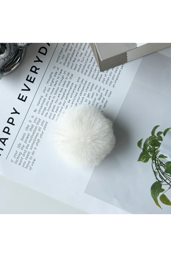 Off White elastic rope fur ball -50 pieces, 2.36-inch DIY artificial rabbit fur fluffy fur ball, hat keychain bag, Christmas decoration gift packaging accessories