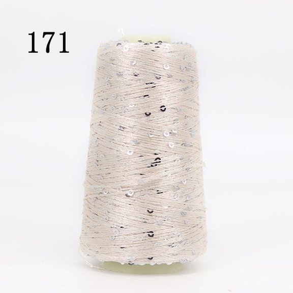 Nvzi Off White glitter yarn spool -1 roll, 1.76 ounces/50g glitter yarn, with plastic thread spool, sewing thread, knitting crochet, embroidery, Christmas wedding party decoration