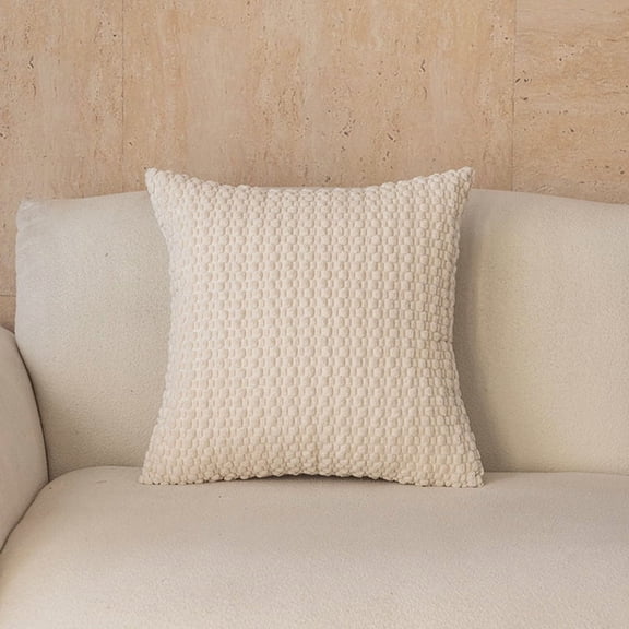 Nvzi Off White plush pillow 18 18 inches, textured plush square wrinkle resistant sofa pillow, suitable for living room decoration, bedroom and rural wedding decoration, 1 piece