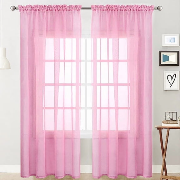 Nvzi Window Screen 2 Panels, 42×84in Pink, Transparent Curtains for Home, Window Screen Replacement, Lightweight Window Screen & Curtains for Living Room Bedroom Window Decor