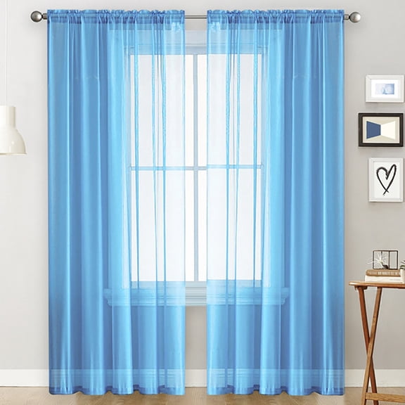 Nvzi Window Screen 2 Panels, 52×63in Blue, Transparent Curtains for Home, Window Screen Replacement, Lightweight Window Screen & Curtains for Living Room Bedroom Window Decor​