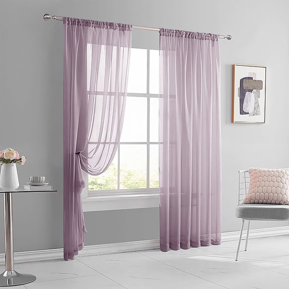 Nvzi Window Screen 2 Panels, 52×84in Light Purple, Transparent Curtains for Home, Window Screen Replacement, Lightweight Window Screen & Curtains for Living Room Bedroom Window Decor​