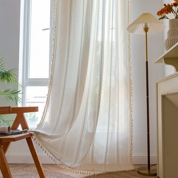 Nvzi Window Treatments, 160*132CM white Living Room Rod Pocket Curtains - 2 slice, Poly-Cotton Light Filtering Curtains fo Home Decor Curtains for Living Room & Bedroom