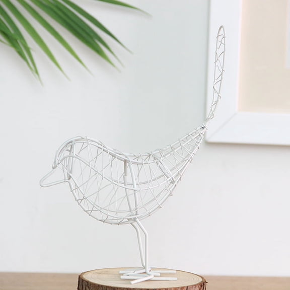 Nvzi Wire Iron Bird Figurine Metal Craft Ornament for Home Room Decor (White)