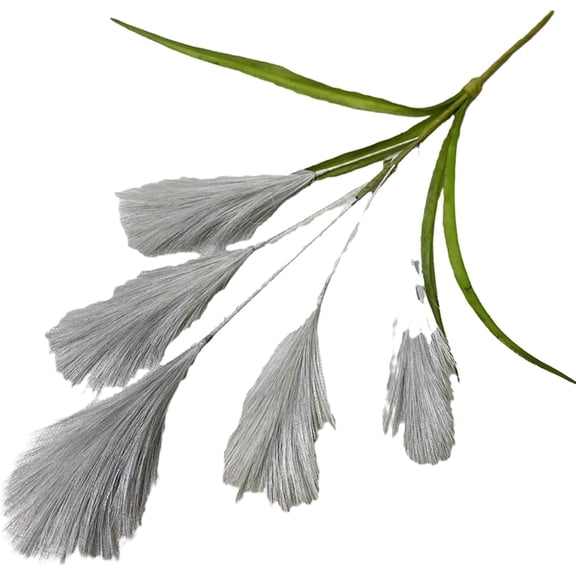 Nvzi Wire Stem Artificial Flowers Pampas Grass Bohemian Style Realistic Non-Fading Fluffy Simulation Faux Arrangements for Wedding Home Decoration Gray 6pcs