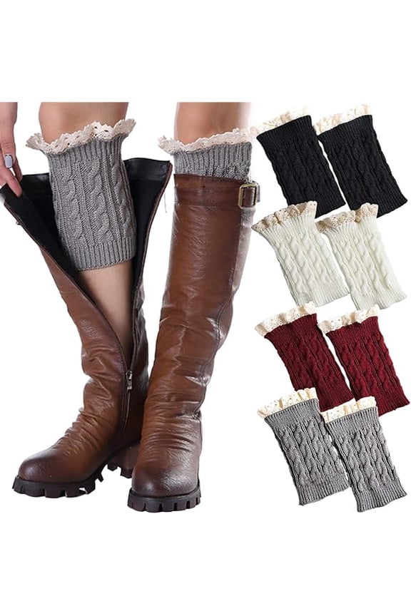 Women Short Boots Socks Winter Crochet Boot Cuffs Leg Warmers Pair 4