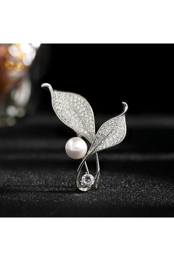 Women pearl Crystal Big Safety Pin Jewelry Brooch Knit Scarf Lapel or Collar Brooch Pin silvery
