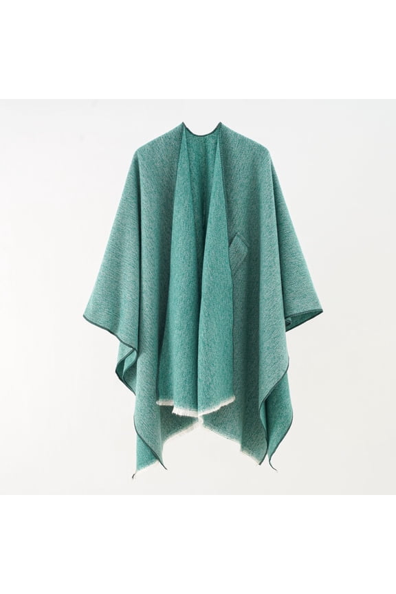 Women's Elegant Shawl Wraps Soft Open Front Poncho Sweater for Spring Fall WinterGreen