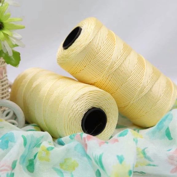 Nvzi Yarn for Crocheting - 2 Pack x 100g Nylon Blend Shiny Thread - Premium Craft Yarn for DIY Projects, Knitting & Home Decor ,Beige