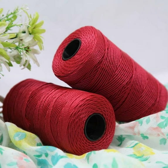 Nvzi Yarn for Crocheting - 2 Pack x 100g Nylon Blend Shiny Thread - Premium Craft Yarn for DIY Projects, Knitting & Home Decor,red