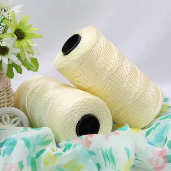 Nvzi Yarn for Crocheting - 2 Pack x 100g Nylon Blend Shiny Thread - Premium Craft Yarn for DIY Projects, Knitting & Home Decor , white