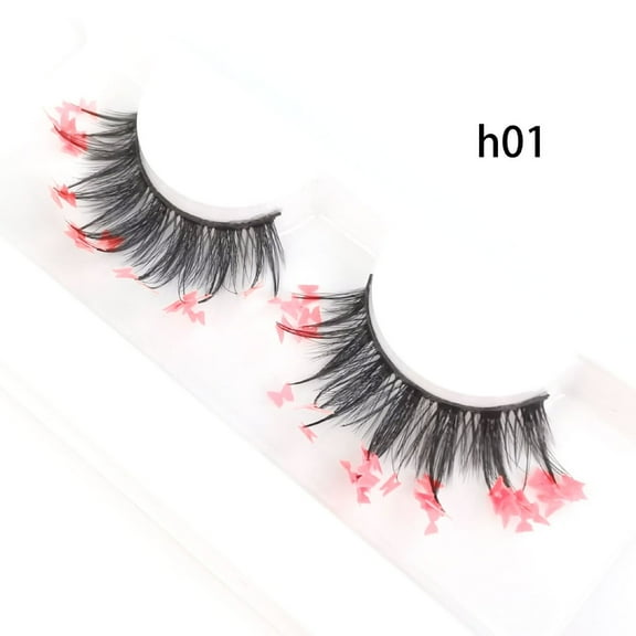 Nvzi-a 1 Pairs Glitter Lashes Sequins Colored Lashes Fluffy Mink False Lashes with Color Cosplay New Year Party Stage Makeup Colorful Fake Eyelash(h01)