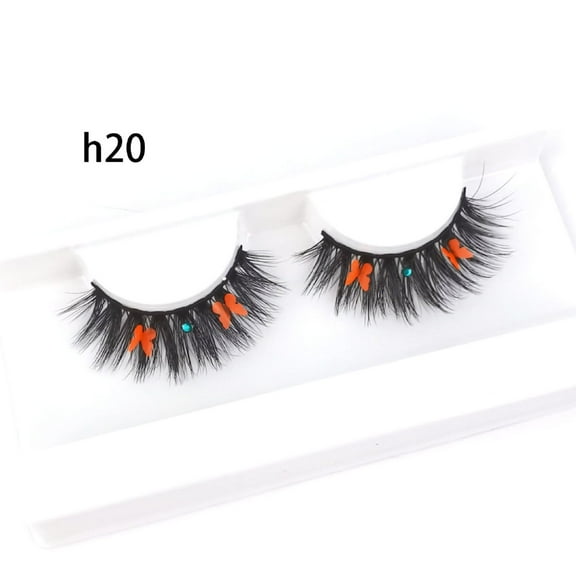 Nvzi-a 1 Pairs Glitter Lashes Sequins Colored Lashes Fluffy Mink False Lashes with Color Cosplay New Year Party Stage Makeup Colorful Fake Eyelash(h20)