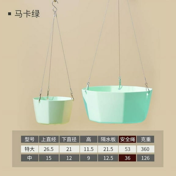 Nvzi-a 1 piece plastic lazy self suction hanging basket basin hanging green hanging flowerpot hydroponic vessel hanging basket basin medium size: 15 * 9cm