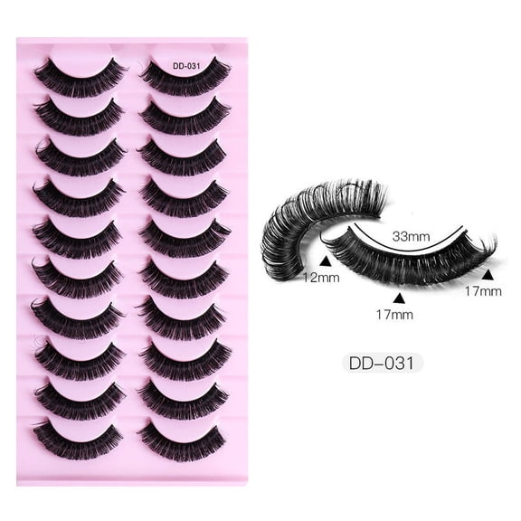 Fatty Farmer 10 Pairs Wispy Mink Lashes Fluffy Eye Lashes Natural Look Volume Fake Eyelashes,D-031