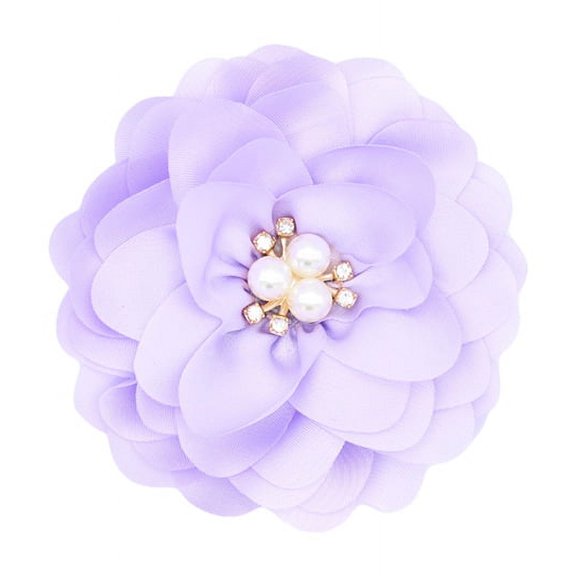 Nvzi-a 10 Pcs Satin Fabric Flowers Diamond Pearl Fabric Flowers for DIY Shoes Hats Clothing Accessories Crafts Sewing Hair Clips Dresses-Purple