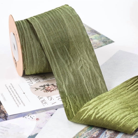 Nvzi-a 10 Yards Fabric Crinkled Ribbon,Silk-Like Wrinkled Ribbons,for Gift Wrapping Basket Wreaths Bows Making Home Event Decor Christmas Tree Top Bows,A12