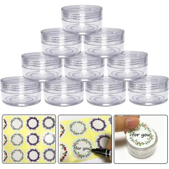 Nvzi-a 10gram/10ml Round Clear Container Jars with Clear Lids for Lotion, Creams, Toners, Lip Balms, Makeup Samples - BPA Free (20 Pieces Clear)