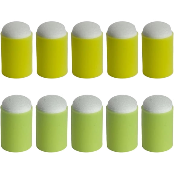 Nvzi-a 10pcs Finger Painting Sponge Craft Drawing Sponge for Art Craft Finger Sponge Daubers Painting Sponges for Painting Craft Supplies (5Yellow+5Green)