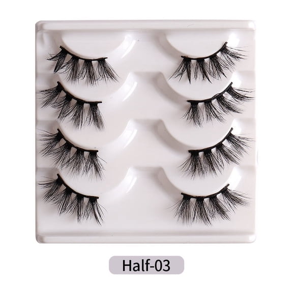Nvzi-a 12 Pairs Wispy Mink Lashes Fluffy Eye Lashes Natural Look Volume Fake EyelashesHalf-03